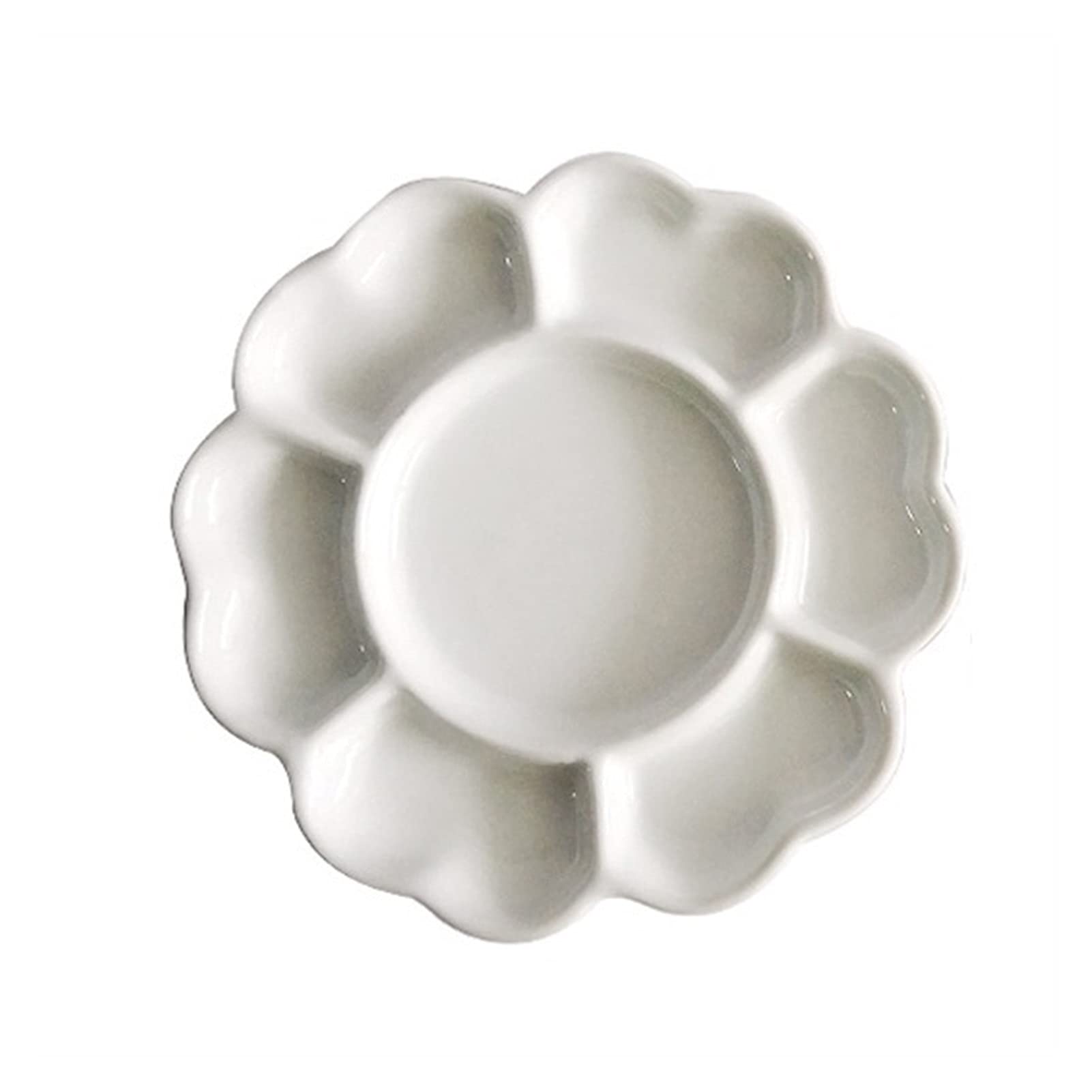 Paint Palette, Flat Ceramic Paint Palette, Artist 6-Hole Floral, Watercolor Oil Mix Tray, 5-7 inches(17.5cm)