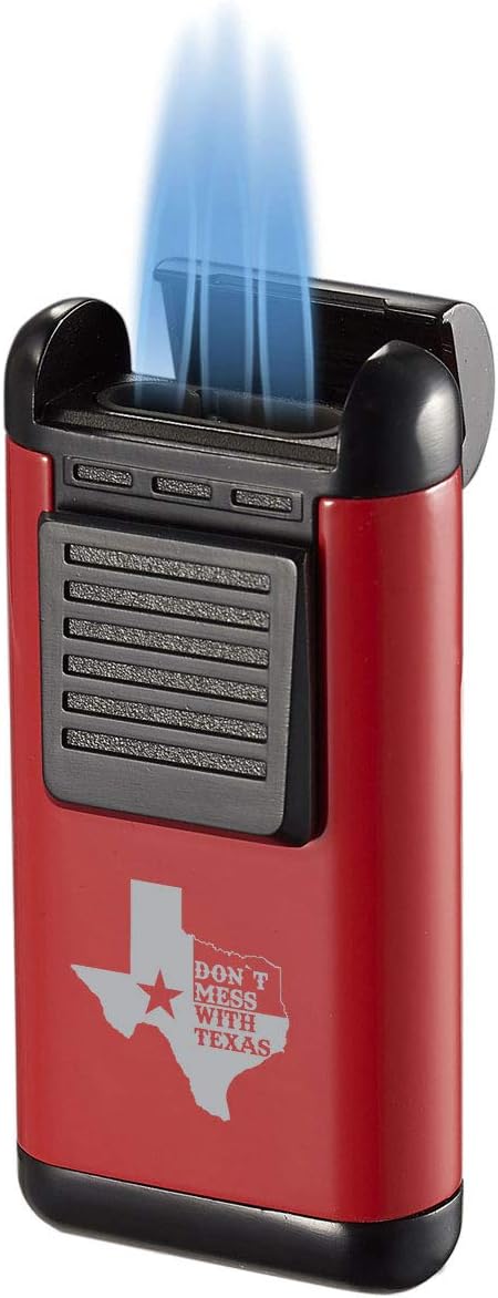 Visol Antero Red Butane Torch Triple Flame Refillable Gas Lighter with Texas Design (Don't Mess with Texas) (Shipped Without Butane)