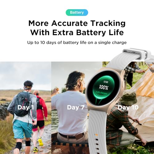 Image of Motorola Moto Watch 120 - Premium Bluetooth Smartwatch with AMOLED Display, 10-Day Battery, Heart Rate & SpO2 Tracking, Fitness & Health Monitoring, Compatible with Android and iPhone - Rose Gold | 1.43 Amoled Display, Up to 10 Days Battery, 24 /7 Heart Rate Monitoring, Background SPO2 Tracking, Assisted GPS, 22 Mm Strap