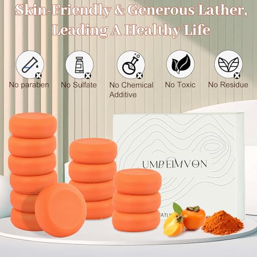 Image of 14PCS Travel Size Persimmon Soap Bar for Old People Smell, Handmade Soap | Individually Wrapped Natural Deodorant Hotel Soap for Body Odor, Long Freshness for Travelling