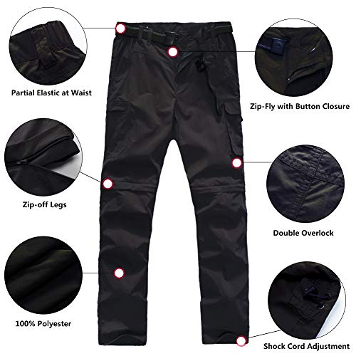 JOMLUN Calça cargo masculina de secagem rápida para caminhada, com zíper externo, calça cargo conver