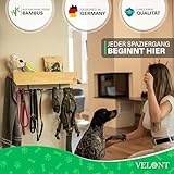 VELONT Hundegarderobe mit Ablage Personalisiert - Größe XL - Perfekter Leinenparkplatz - Bambus - Dogstation für Leinen & Zubehör - Inkl. Kotbeutelspender und Montagekit (02 XL)