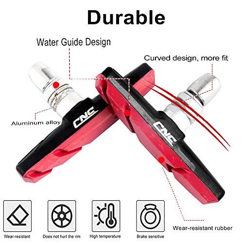 Image of Chooee Bike V-Brake Pads, Bicycle 70mm Brake Blocks Set, 2 Pairs Universal Brake Shoes