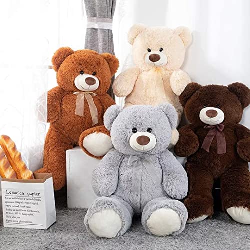 Morismos Giant Teddy Bear Stuffed Animal-35.4'' Big Teddy Bear, Soft Large Teddy Bear Plush Toy, Grey Stuffed Teddy Bear, Big Stuffed Animal For Girl Boy Girlfriend Valentine's Christmas Birthday,Gray #TOP1