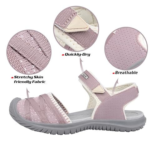 Image of GRITION Hiking Sandals Women Closed Toe, Waterproof Lightweight Adjustable Hiking Athletic Sandals, Breathable For Beach Summer Adventure Comfortable Outdoor Sport