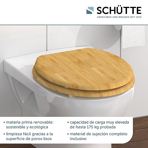 Miniatura 2 de Schütte 81001-A Bambú Sólido Tapa Sostenible Madera Fabricado Adecuado Para Todos Los Estándares Carga Máxima Asiento Inodoro 150kg