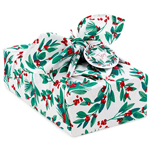 Hallmark Reusable Christmas Gift Wrap (Red Holly Green Foliage)