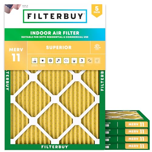 Filterbuy 24x30x1 Air Filter MERV 11 Allergen Defense (5-Pack), Pleated HVAC AC Furnace Air Filters Replacement (Actual Size: 23.88 x 29.88 x 0.75 Inches)