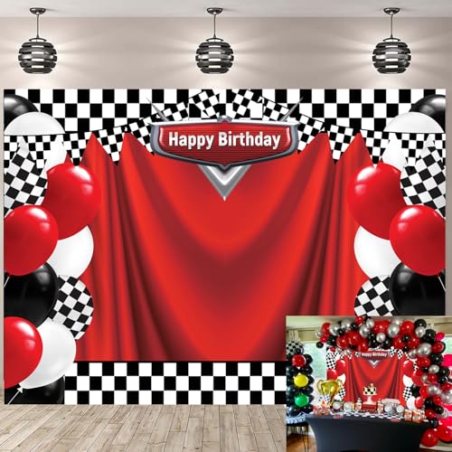 Race Car Happy Birthday Backdrop 7x5FT Racing Competition Photography Background