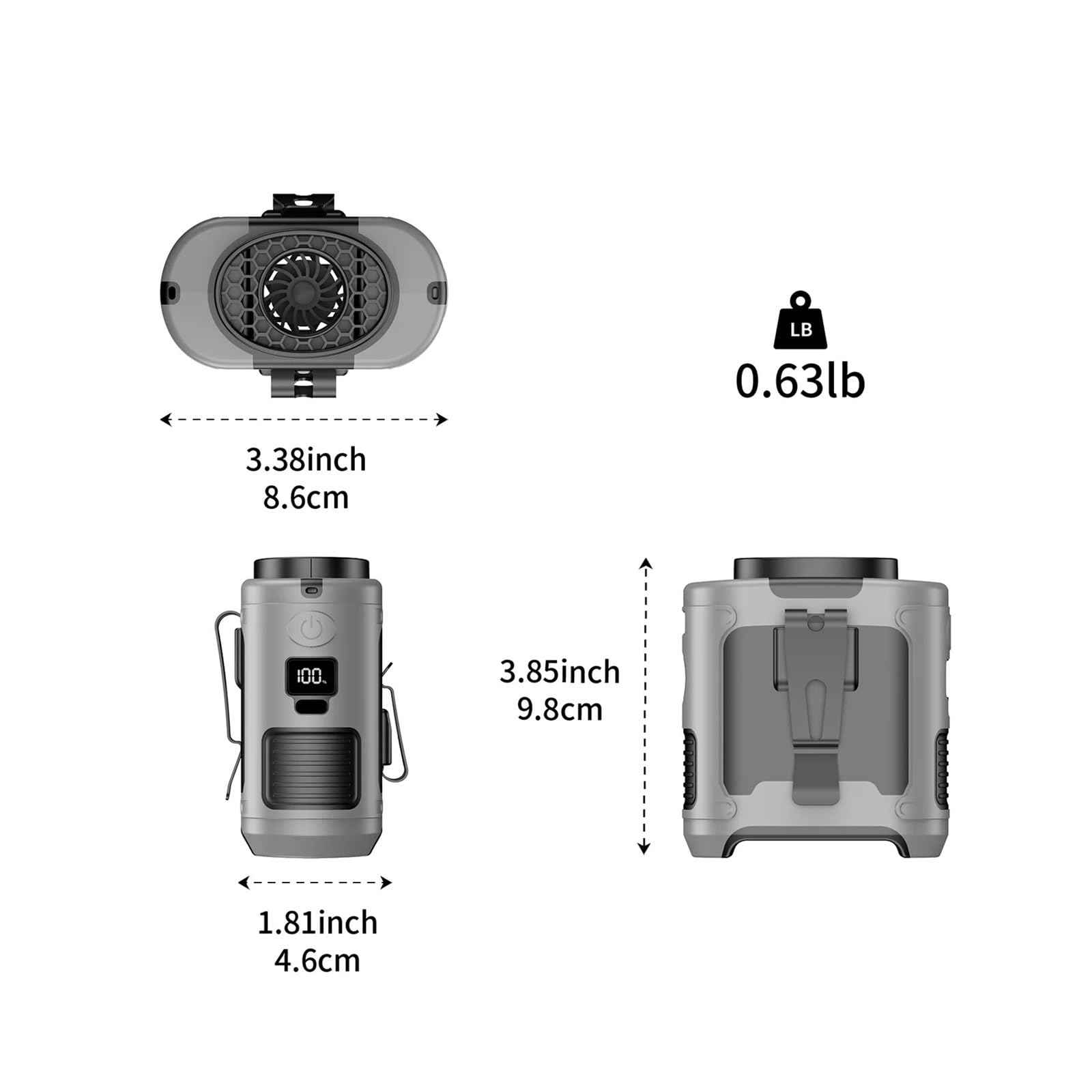 Genérico Ventilador Cintura 5 Velocidades 10000-20000mAh Exterior Viajes