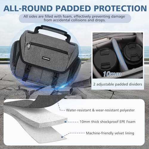 Bolsa para Cámara DSLR/SLR Mirrorless RAINSMORE Gris miniatura 2