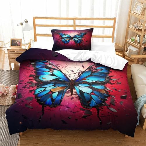 Housse de couette fermeture éclair dissimulée 135x200 papillon