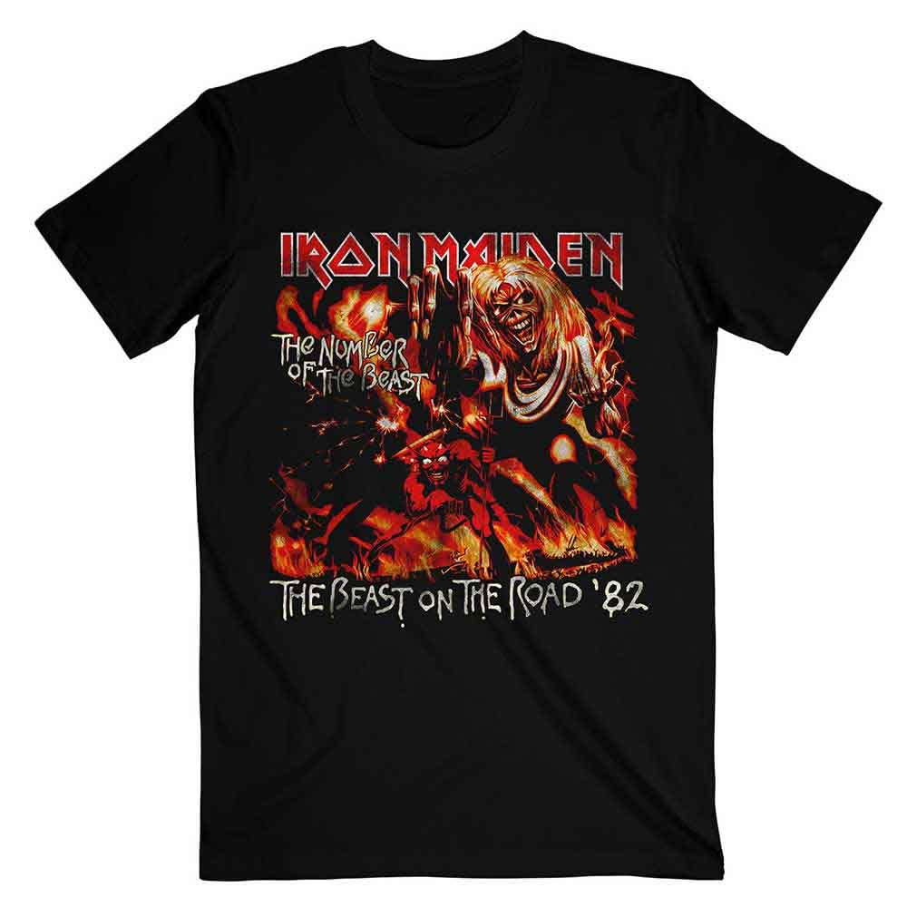 Iron Maiden T Shirt Number of the Beast The Beast On The Road Vintage Mens XL Black