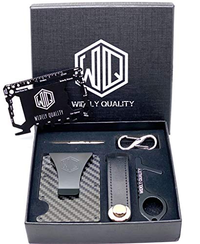 Carbon Fiber Wallet Money Clip - RFID Blocking - Complete Gift Set Including Key Holder Organizer- T - //coolthings.us