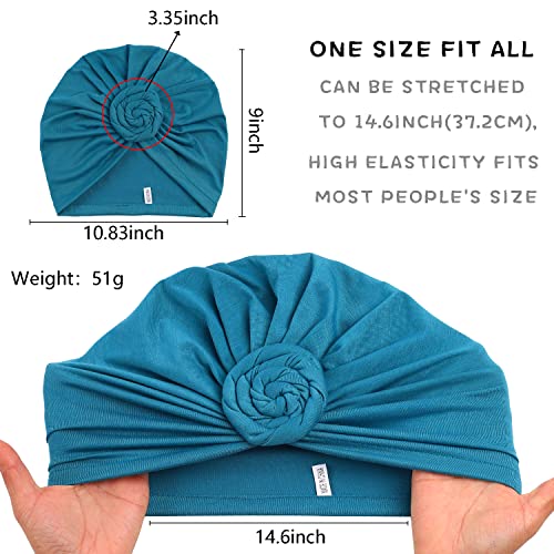 Wkjho 6 Pieces Winter Women Turban Hat For Girls Headband Twist Knot Pre-Tied Cotton India Bonnet Beanie Cap Head Wrap 6 Colors, 6 Colors/Red Yellow Gray Blue Purple Black, One Size #TOP2