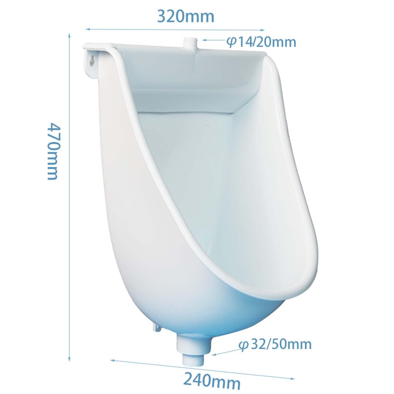 Waterloos urinoir met slang, wandgemonteerde kunststof urinoirs, spatwaterdichte urineomvormer met diepe groef, urinoir voor peuters, jongens, mannen, badkamer jongens
