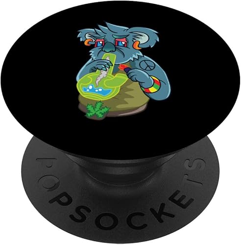 Koala Smoking Weed Cannabis Stoner Marihuana Bear Don't Care PopSockets - Agarre y soporte para teléfonos y tabletas, Negro