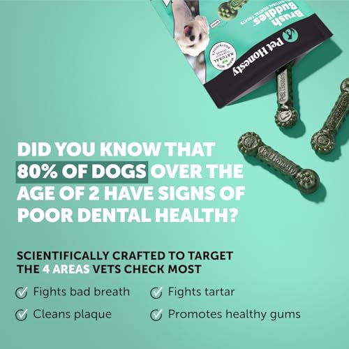 Image of Pet Honesty Dog Dental Care Virtual Bundle - Breath Freshener Dental Powder for Large Dogs (60 Servings) + Brush Buddies Dental Sticks for Extra Small Dogs (40 Ct) - Teeth Cleaning, Plaque Support