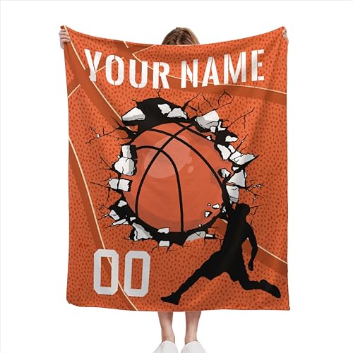 Maitreya Basketball Custom Blanket Gift for Personalized Basketball Lovers Flannel Lightweight Blanket for Sofa Camping Travel 40