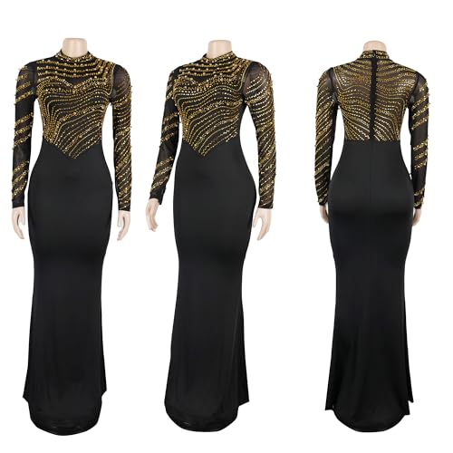 Image of Nagfar Women Rhinestone Sequin Birthday Party Sexy New Year Formal Dress