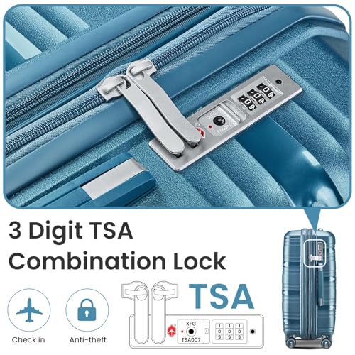 Luggage 4 Piece Sets, Hard Case Suitcases with TSA Lock, Carry on Expandable Suitcase with Spinner Wheels, Durable Waterproof Travel Luggage, Travel Set for Men Women (Blue)4