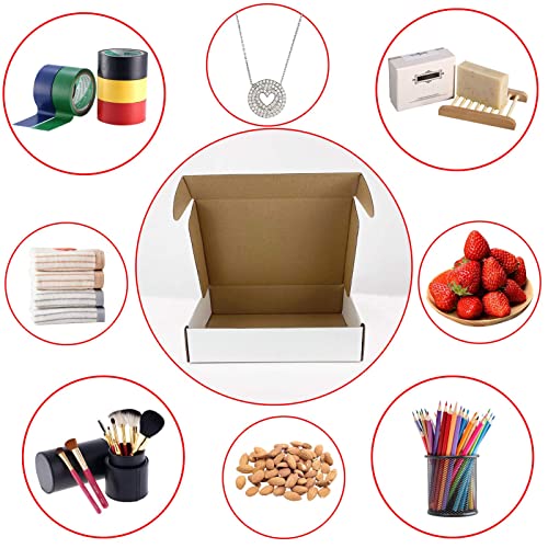 Image of RLAVBL 7x5x2 Inches Shipping Boxes Set of 25, White Small Corrugated Cardboard Box, Mailer Boxes for Packing Small Business