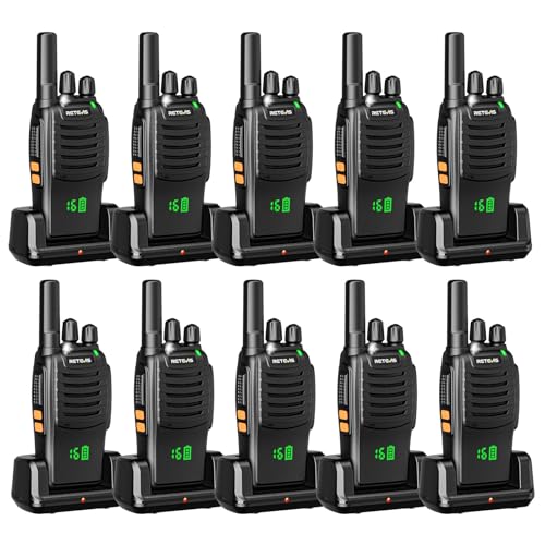 Image of Retevis H-777H Walkie Talkies for Adults, 2 Way Radio Long Range, Screen Channel Battery Display, Intuitive, Flashlight, Compact, Emergency Alarm, Handsfree, Portable FRS Two-Way Radios (10 Pack)