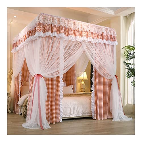 Auvent de lit de luxe 4 pôles en métal avec moustiquaire et drapé de lit de 1.5m