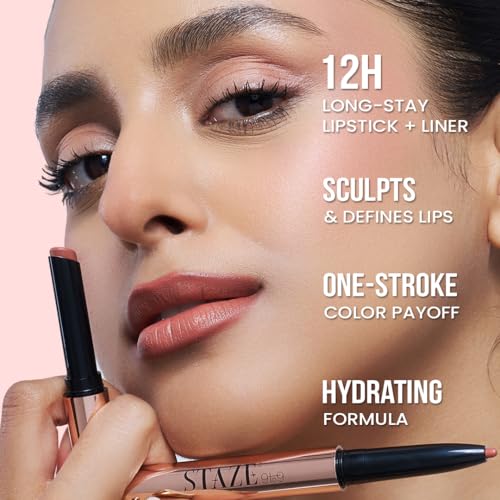 Image of Staze Twin Flame 2-in-1 Lipstick + Lip Liner Duo | High-shine Long Lasting Glossy Lipstick | Smooth Transfer-proof Matte Lip Liner | Perfectly Complementing Lip Combo | 06 Love Language | 2g