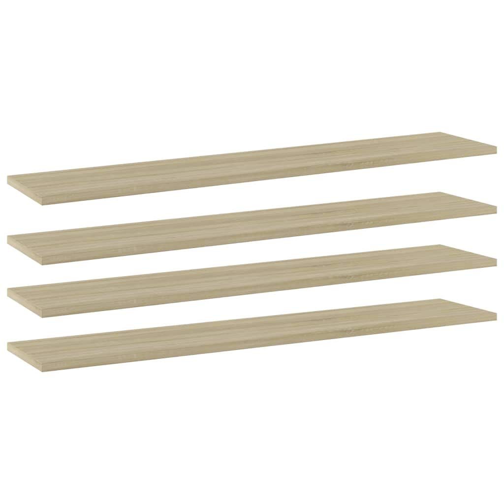 Regał na książki z materiału drewnopochodnego dąb sonoma 100 x 20 x 1,5 cm, 4 sztuki, możliwość rozszerzenia do regału ściennego, wolnostojący, modułowy, do salonu, biura, piwnicy, kuchni