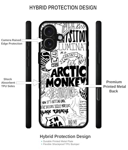 Image of Arctic Monkeys Pattern Design Premium 2D Printed Metal Back Case Cover for Apple iPhone 16