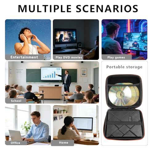 Image of External CD /DVD Drive, USB-C /USB 3.0 CD Burner DVD Player, Compatible with MacBook, iMac, Windows 11 /10 /8 /7 laptops and PCs, Portable disc Reader with Carrying case