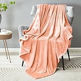 DREAMNINE Super Soft Fuzzy Fleece Throw Blanket for Couch Sofa 50' x 60', Decorative Solid Lightweight Velvet Blanket for Chair, Cozy Accent Shaggy Micro Plush Flannel Blankets for Bedroom Dorm, Peach