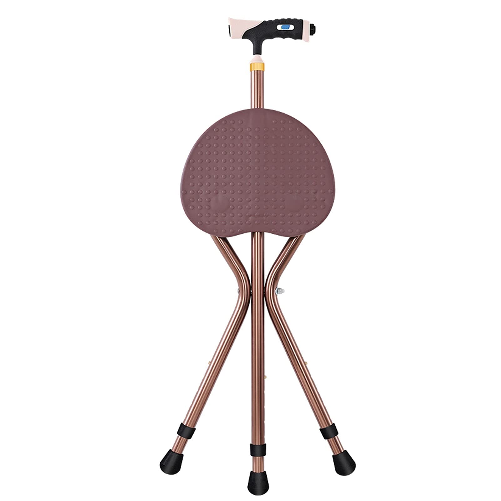 Bastones Silla Asiento Plegable Bastón para Caminar con luz LED, Altura Plegable Ajustables, bastón portátil con Mango ergonómico, Base Antideslizante, Baston de Aluminio liviano