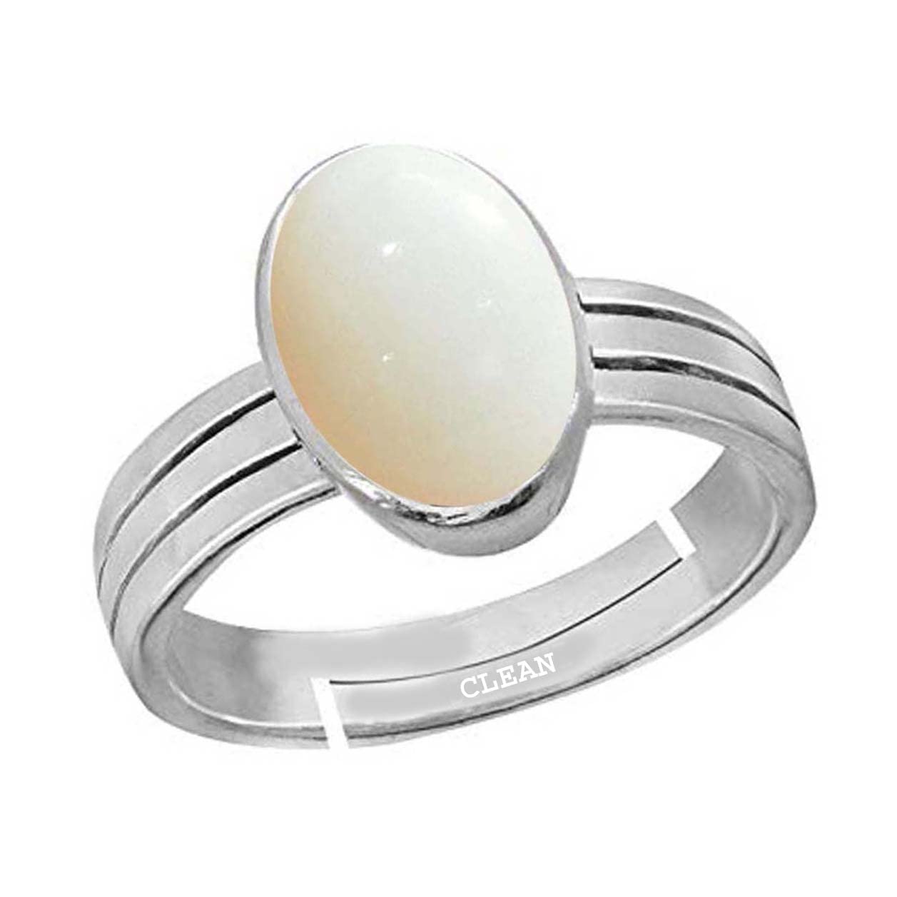 Clean Gems Opal 6.25 Ratti or 5.5 Carat Astrological Certified Natural Gemstone bis Hallmark 925 Sterling Silver Adjustable Ring for Unisex - nvr2625