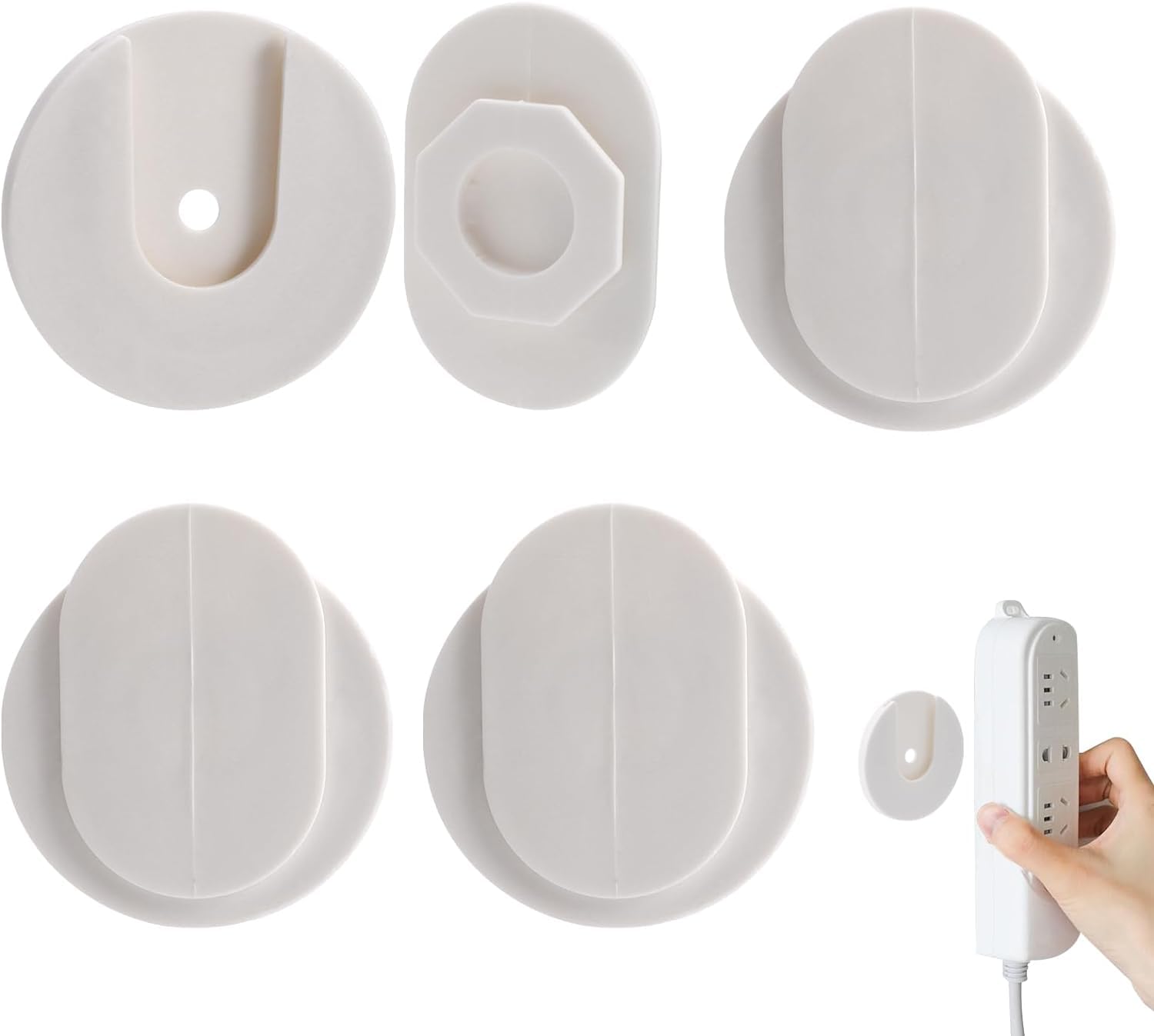 Potency 4 Pcs Power Strip Holder Self Adhesive Socket Fixer,Wall-Mounted Power Strip Holder, Router Desktop Bracket Punch-Free Socket Holder,Self Adhesive Traceless Desktop Socket Fixer-image-1