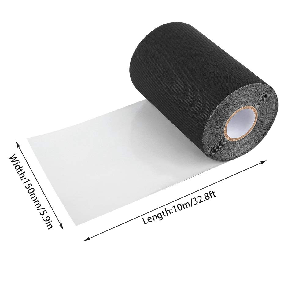 Tapis adhésif d'herbe de jardin en bande de gazon artificiel et tapis haute densité faux 150mm * 10m (noir)