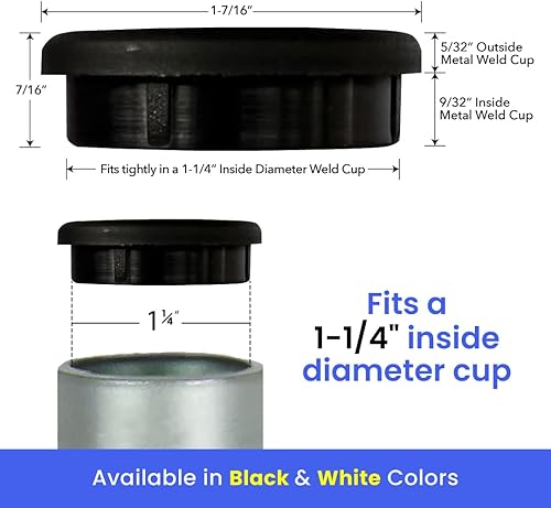 Miniatura 2 de Tapas redondas de plástico para patas de muebles de patio, de hierro forjado de 1-1/4 pulgadas, protectores de suelo para sillas, paquete de 16,