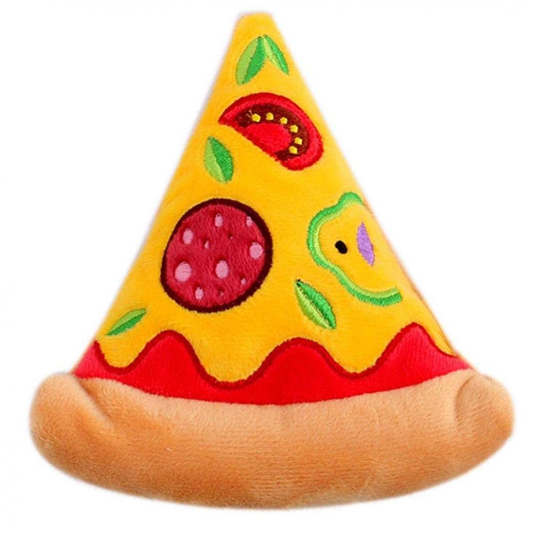 Danlai Pizza Dog Squeaky Toys Shape Plush Stuffed Puppy Chew Toys With Squeakers Soft Food Shape Pet Toy For Small Medium Dogs