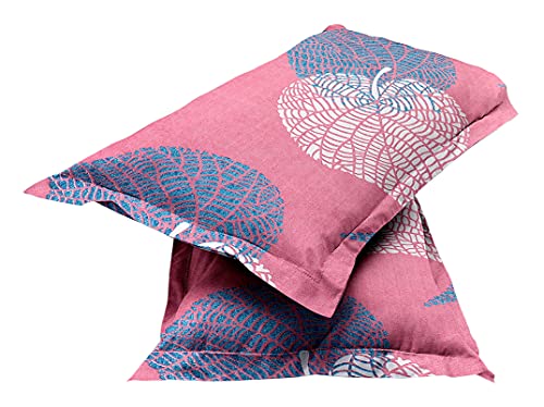 Image of VAS COLLECTIONS Premium Elastic Fitted Bedsheets with 2 Pillow Covers | Double Bed with All Around Elastic 160 TC Supersoft | Size - 72x78+10 inches | Pink and Light Green