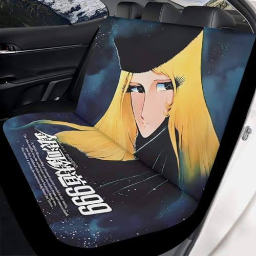 銀河鉄道999 松本零士 車シートカバー 汎用 カーシートカバー リアシート用 後席クッションカバー シート保護 滑り止め 汚れに強 取付簡単 折り畳み式 洗える 耐久性 通気性 四季通用 おしゃれ 人気 カー用品 軽/普通車/SUV適用