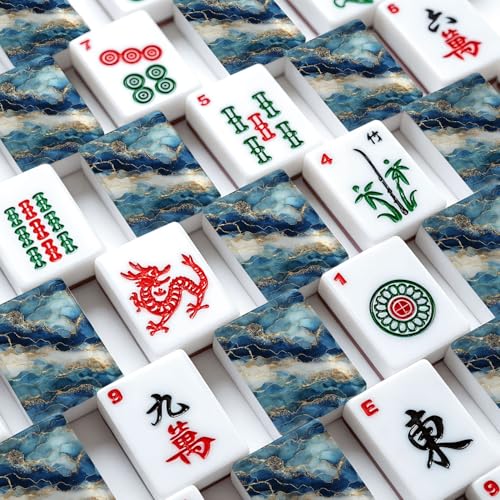 Set de Mahjong Americano con fichas acrílicas y bolsa miniatura 4