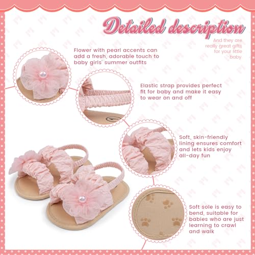Image of Meckior Infant Baby Girls Boys Summer Sandals Open Toe Lace Princess Dress Wedding Flats Shoes Newborn Toddler Soft Non-slip Sole First Walker Crib Shoes