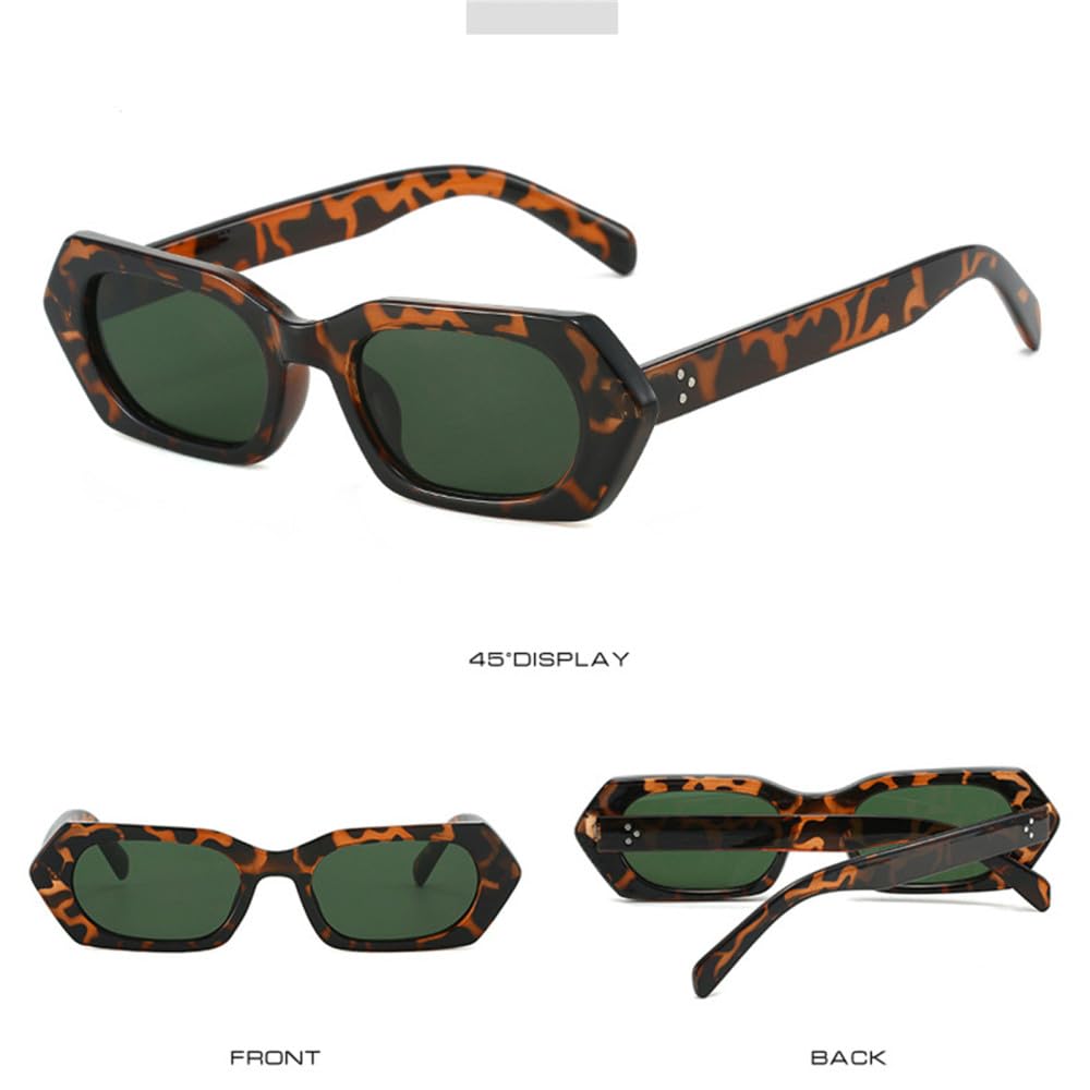 Polygonale Sonnenbrille mit schmalem Rahmen für Damen, Vintage, klein, rechteckig, Coole Sonnenbrille für Damen, klare Schattierungen, Brillen, UV400