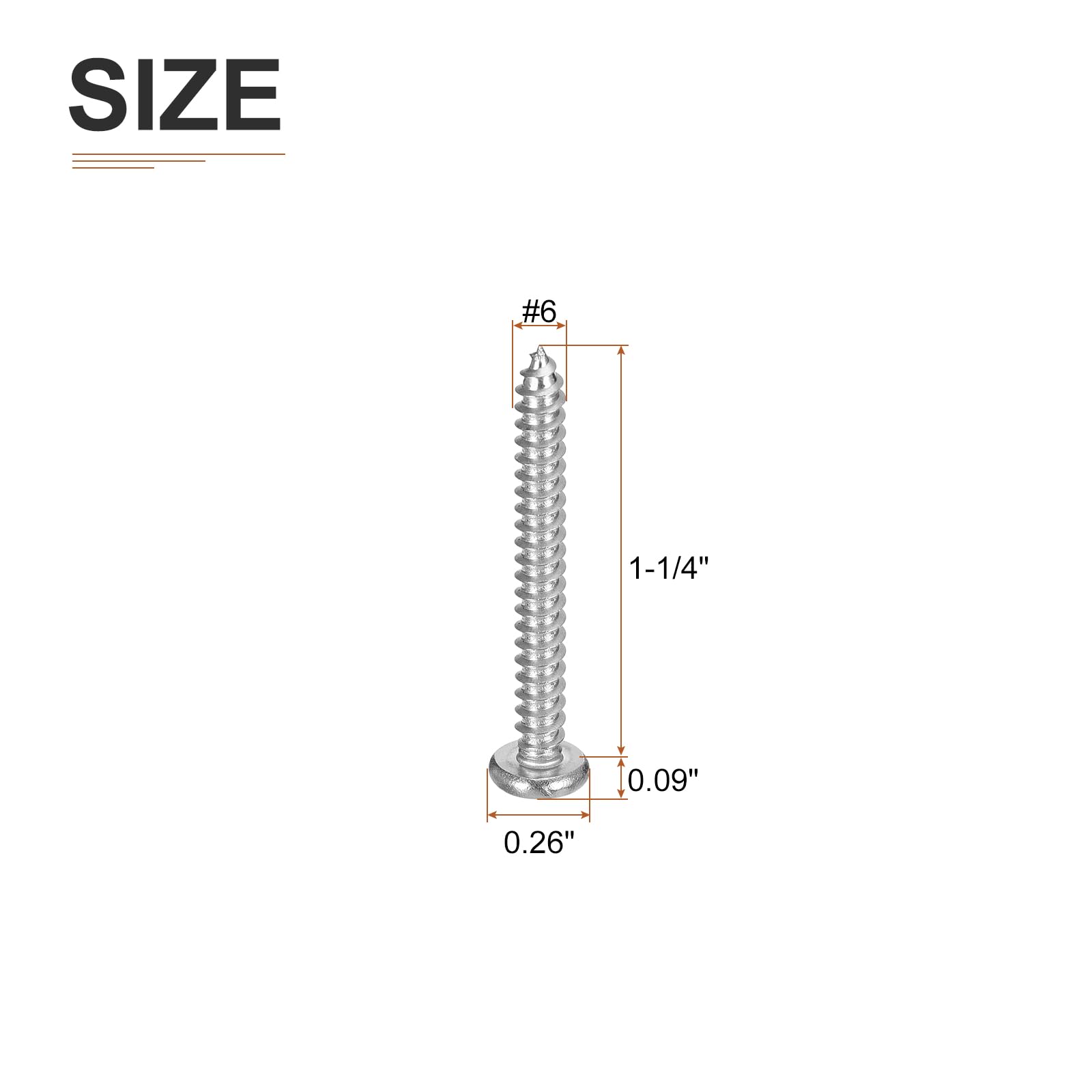 DTGN #6x1-1/4" Phillips Pan Head Self-tapping Screw - 50Pack - Bright Finish 304 Stainless Steel Sheet Metal Screws Wood Screws - Image 2