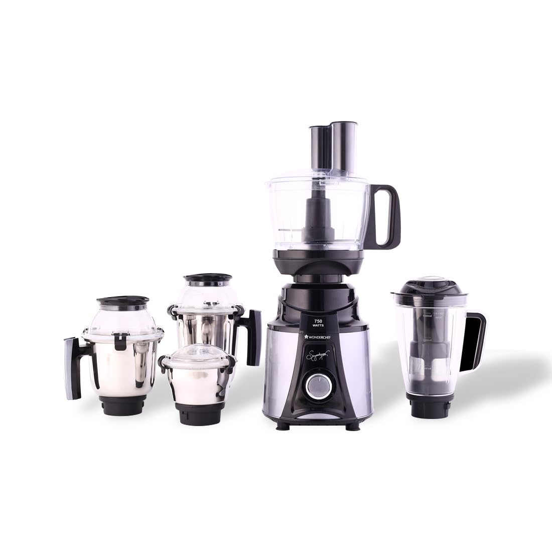Wonderchef Galaxy Food Processor 750W Mixer Grinder, 100% Copper Motor, 4 Jars + FP attachment, Black & Grey, 5 Year Warranty by Wonderchef-picture-12