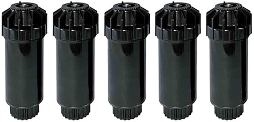 5x Irrigatore statico pop-up da 1/2" - Regolabile sino a 360° - Gittata fino a 5,2 m - Corpo 12,5 cm - Alzata 5 (5x 17A - max 5,2 mt)