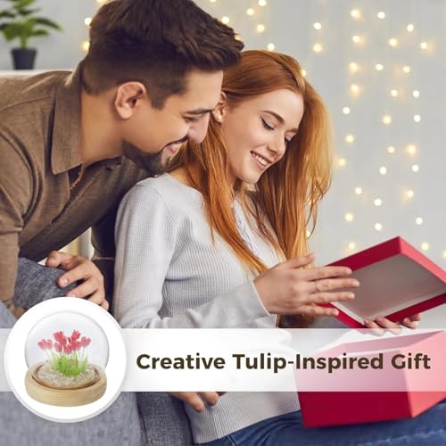 Image of XERGY Tulip Night Light LED Decoration Lamp,Glass Artificial Tulips Bedroom Flower Table Lamp,Birthday Mothers Day Gifts for Girlfriend Mom Women Wife Sister Girls, 10 Flowers (Pink)