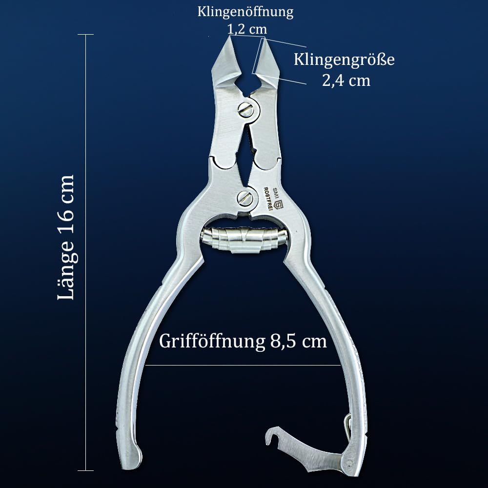 SMI 16 cm Kopfschneider mit doppelter Übersetzung – präzise Kopfzange für starke Fußnägel, Fussnagelzange & Nagelzangen für Fußnägel, Edelstahl Fußnagelknipser mit Etui