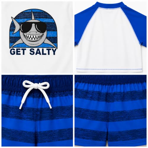 Image of iXtreme Boys Swim Set - 2 Piece Rash Guard Short Sleeve Swim Shirt and Boys Swim Trunks for Infants Toddlers & Big Boys